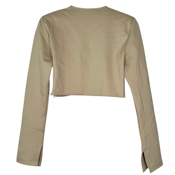 Nicholas Size US 6 Rosa Long Sleeve Crop Top in Semolina Beige - Picture 4 of 8